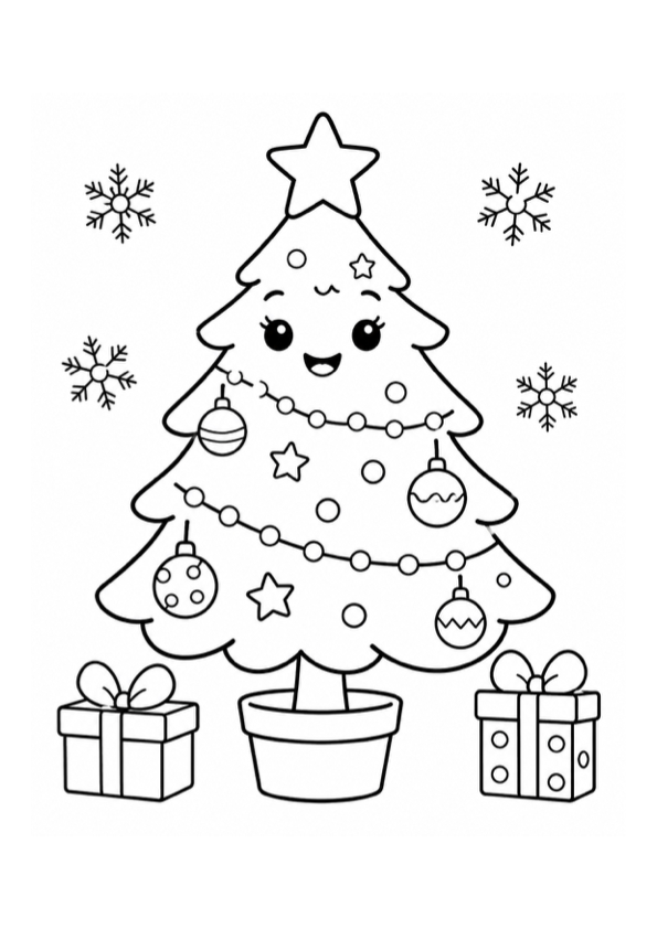 Cute Christmas Tree Coloring Page preview