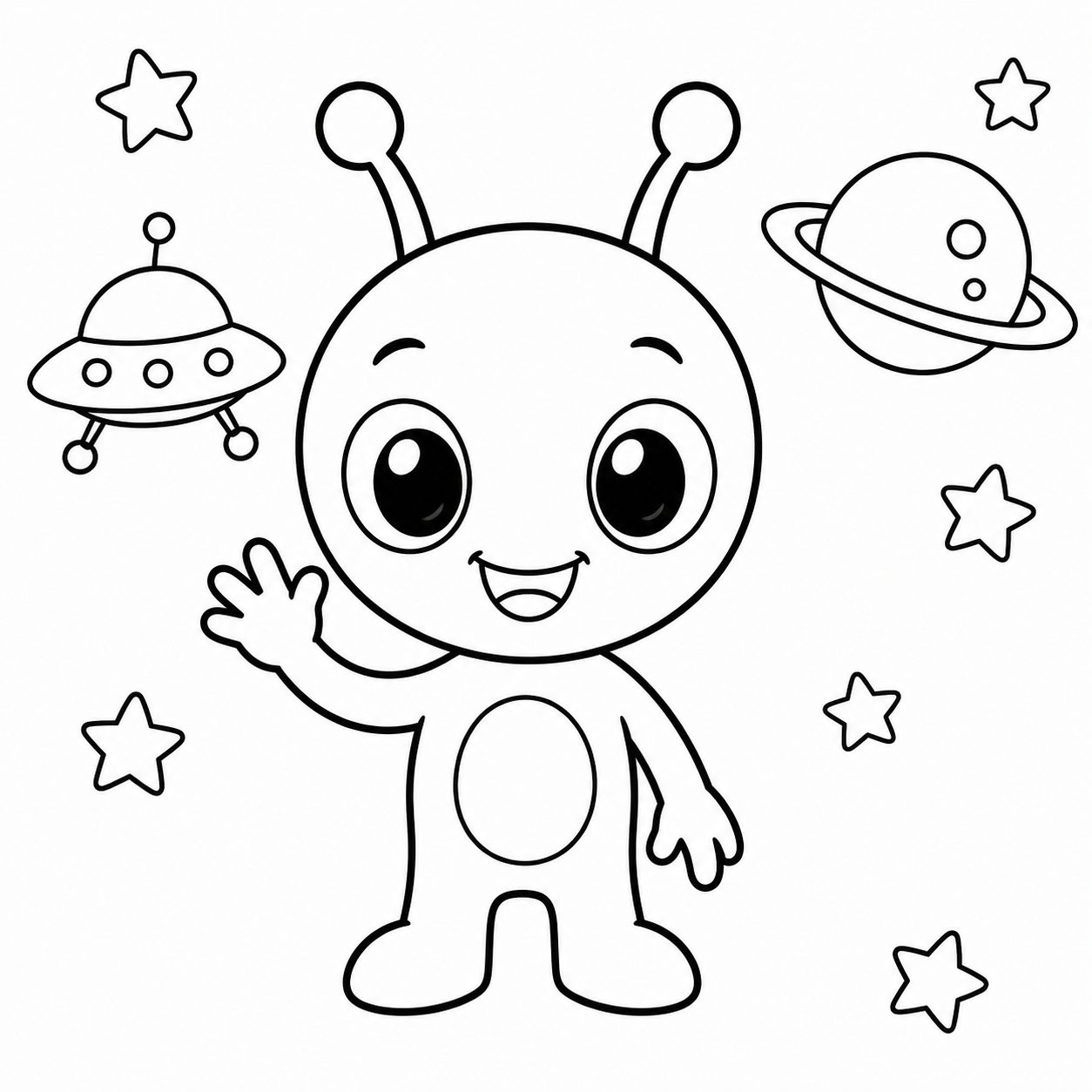 Friendly Alien Coloring Page coloring page