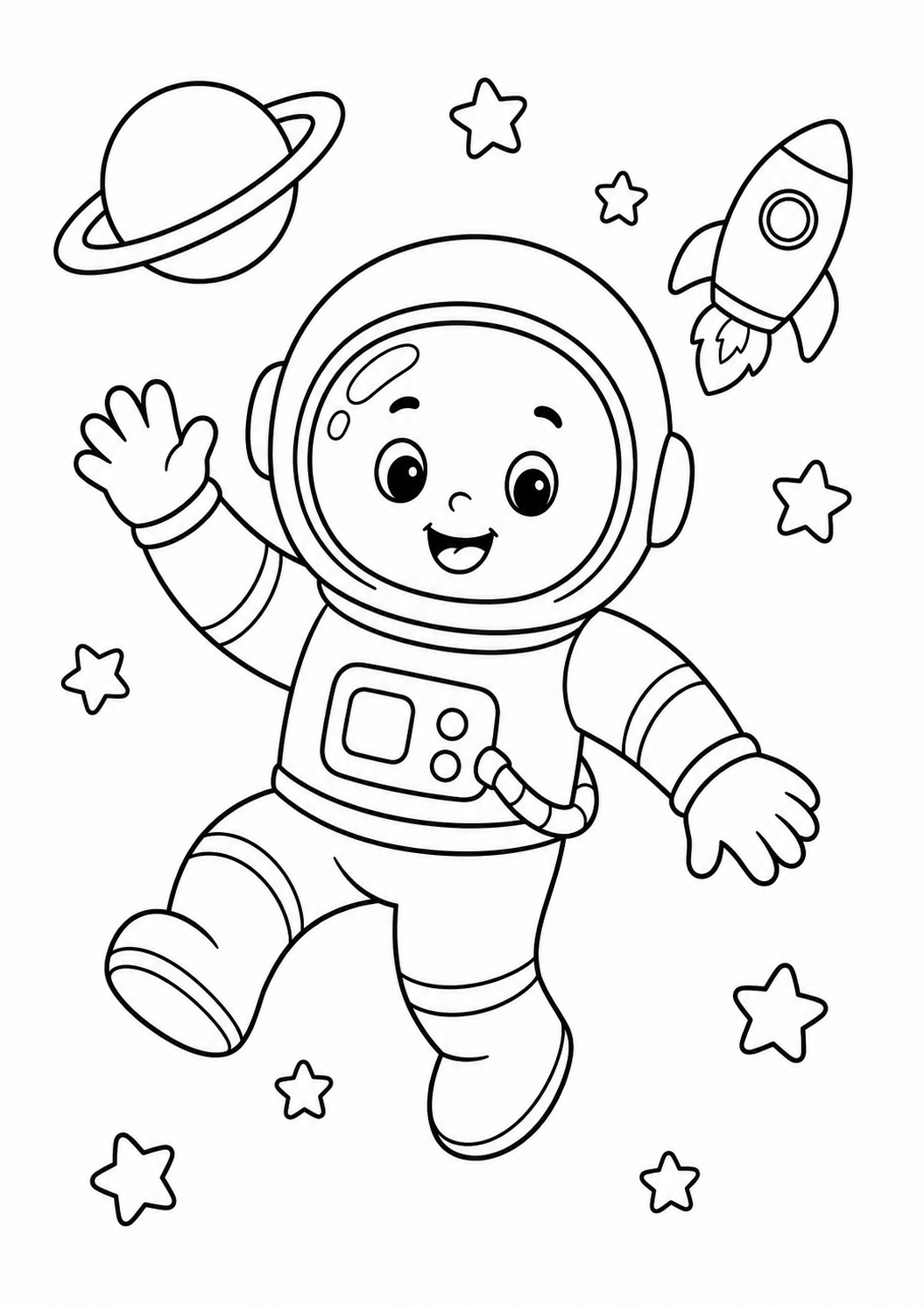 Cheerful Astronaut Coloring Page coloring page