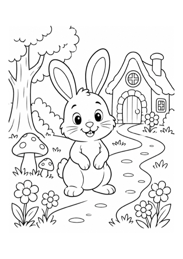 Bunny Fairy Tale Coloring Page preview