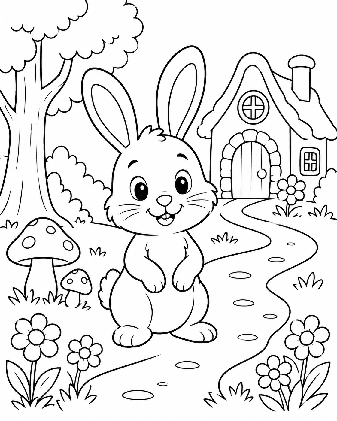 Bunny Fairy Tale Coloring Page coloring page
