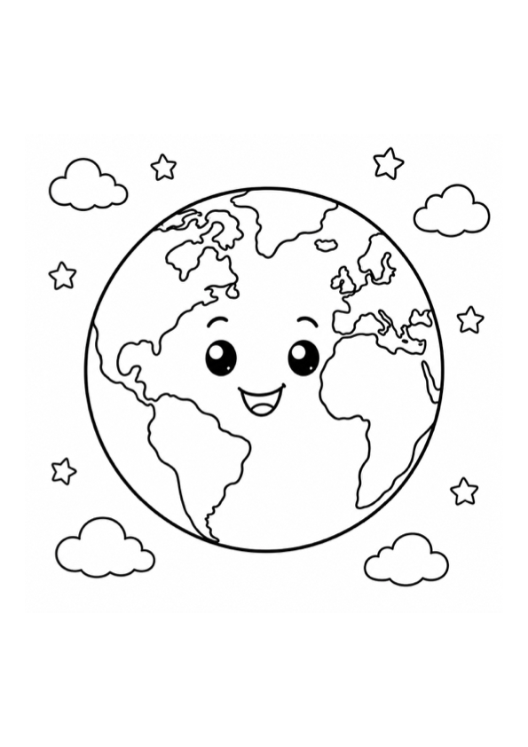 Smiling Earth Coloring Page preview