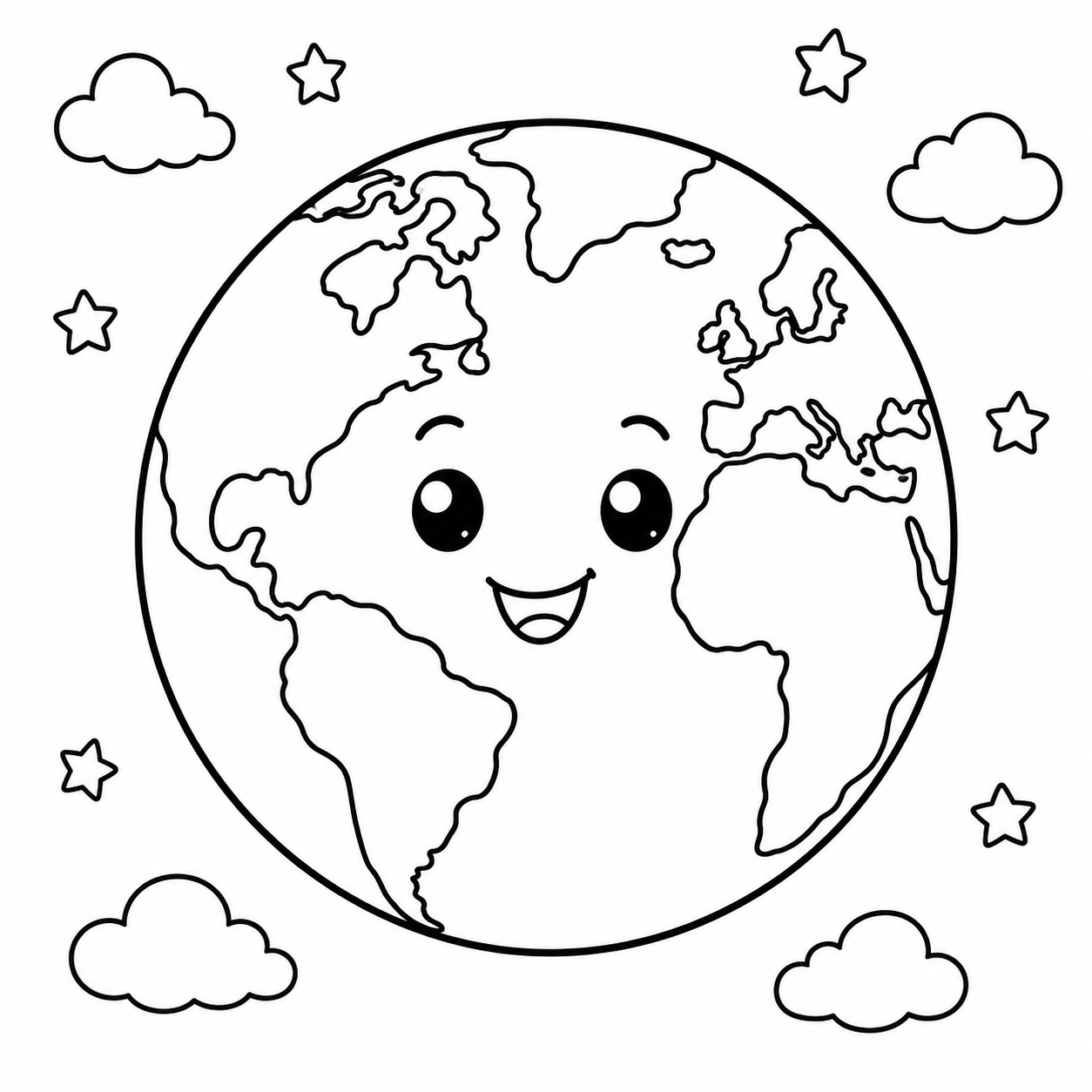 Smiling Earth Coloring Page coloring page