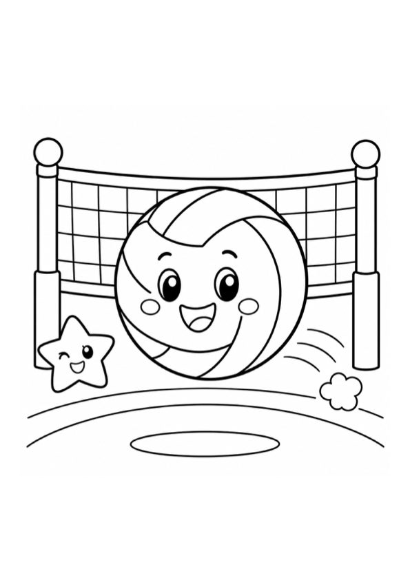 Cheerful Volleyball Coloring Page preview