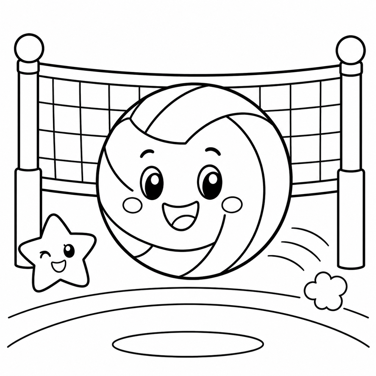 Cheerful Volleyball Coloring Page coloring page