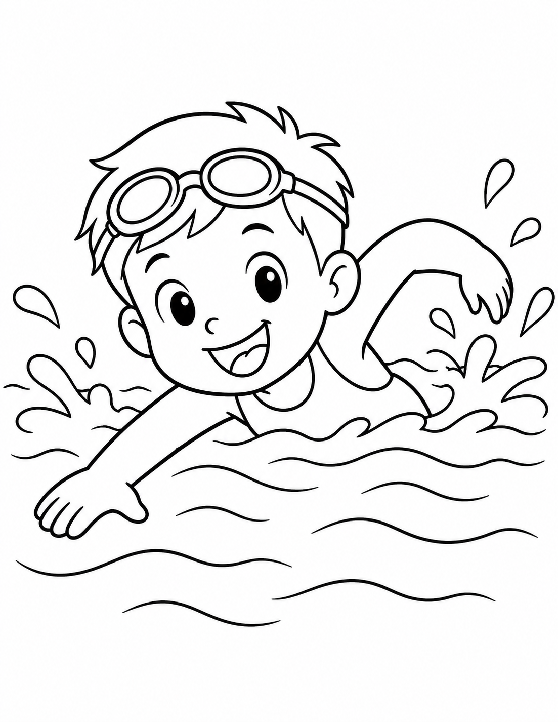 Happy Swimmer Coloring Page coloring page
