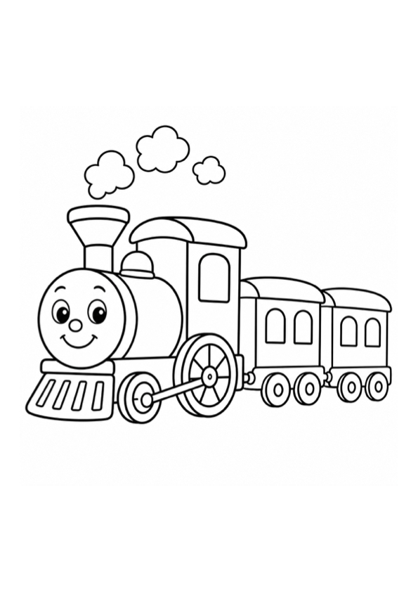 Smiling Steam Train Coloring Page preview