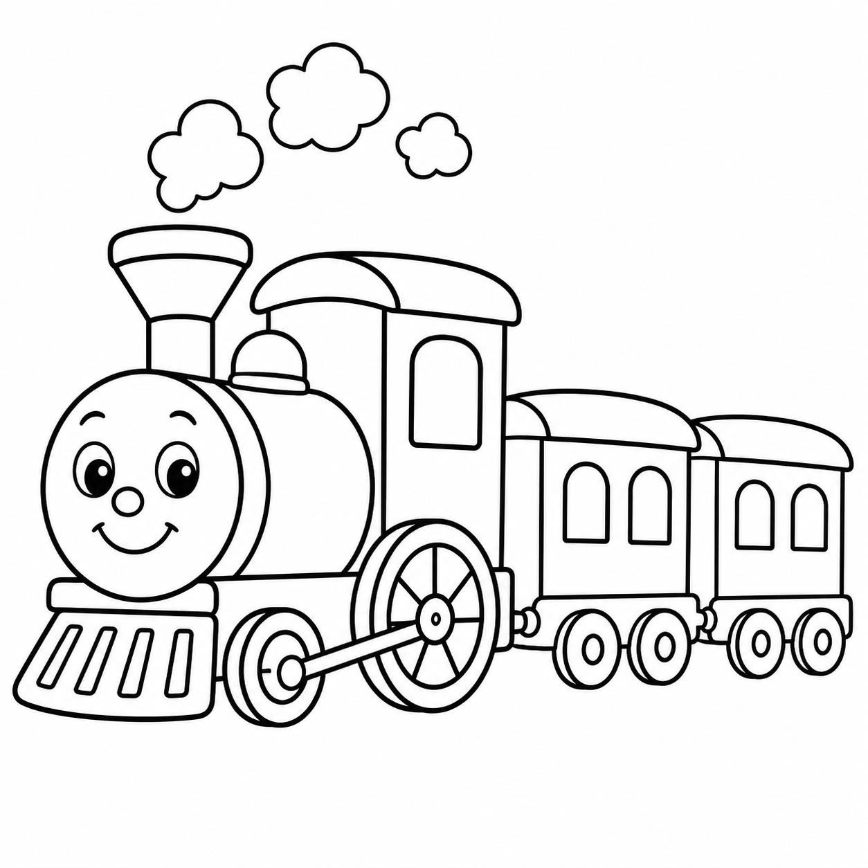 Smiling Steam Train Coloring Page coloring page