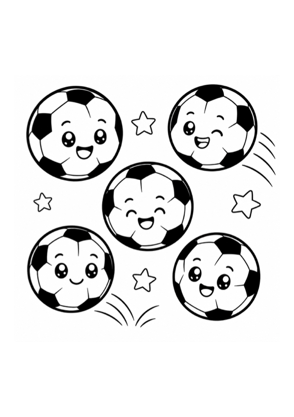Playful Soccer Balls Coloring Page preview