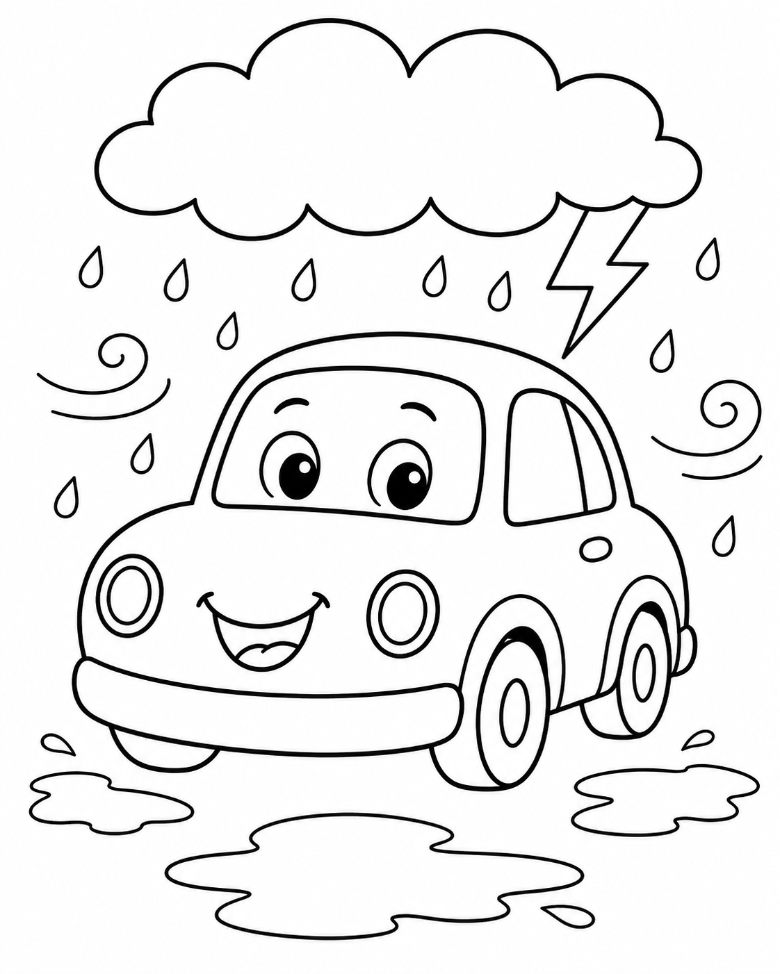 Car in a Storm Coloring Page coloring page
