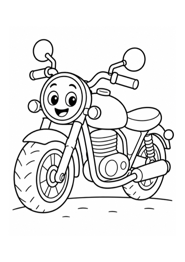 Friendly Motorcycle Coloring Page preview
