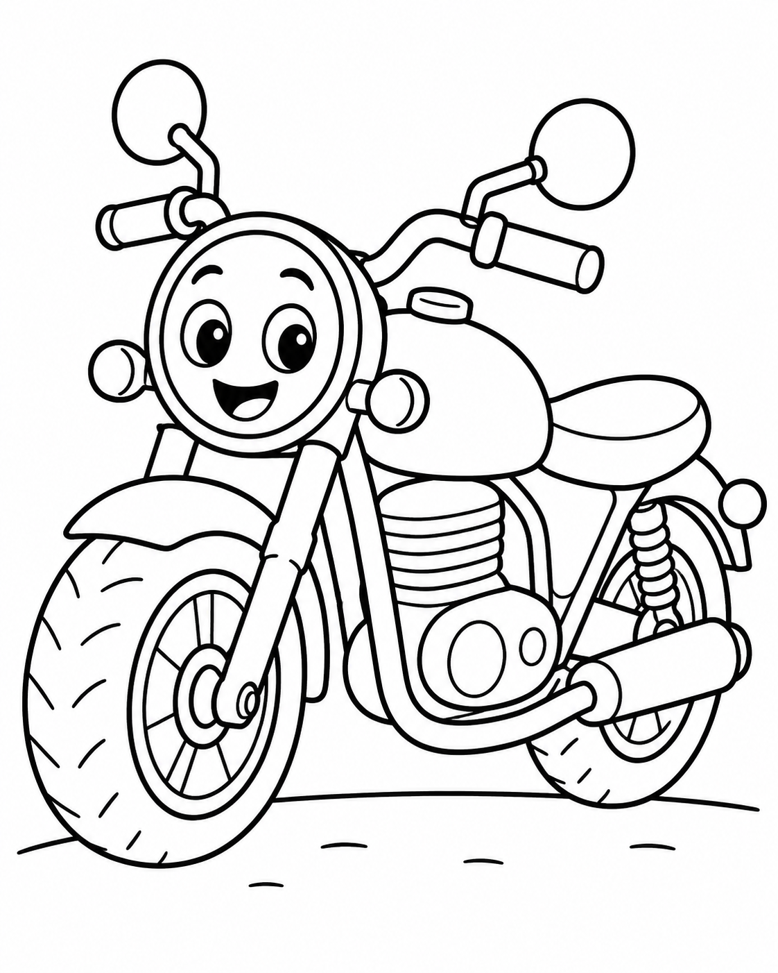 Friendly Motorcycle Coloring Page coloring page