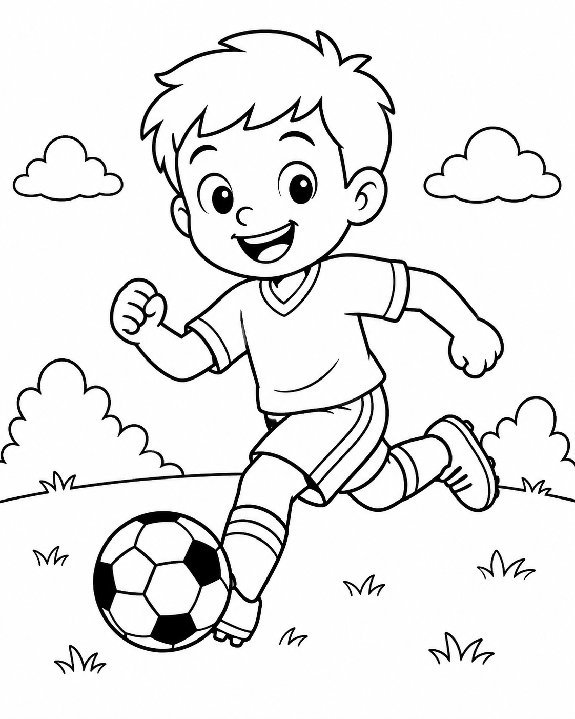 Boy Playing Soccer Coloring Page coloring page