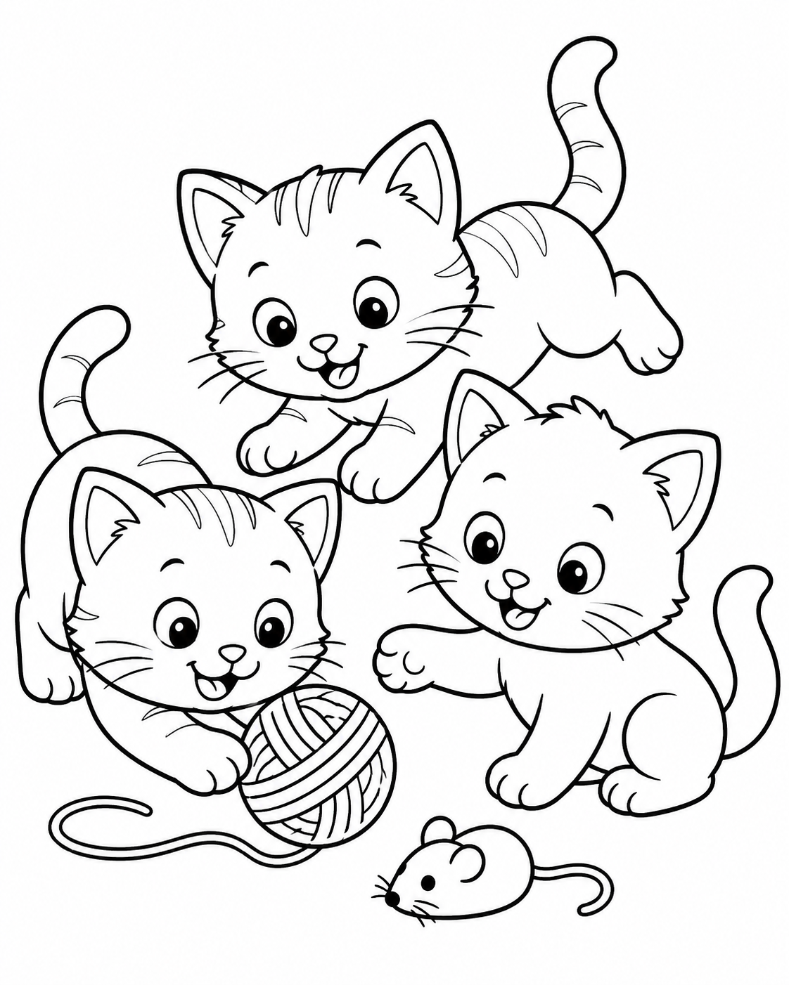 Playful Kittens Coloring Page coloring page