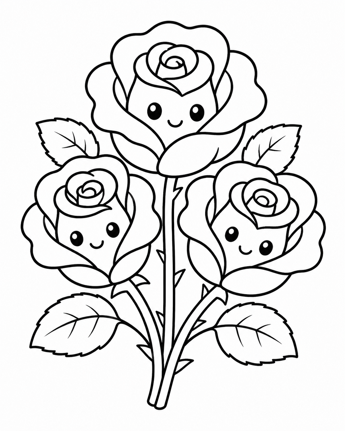 Cute Roses Coloring Page coloring page