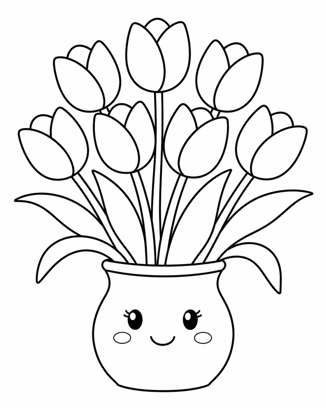 Cute Tulips in a Vase Coloring Page coloring page