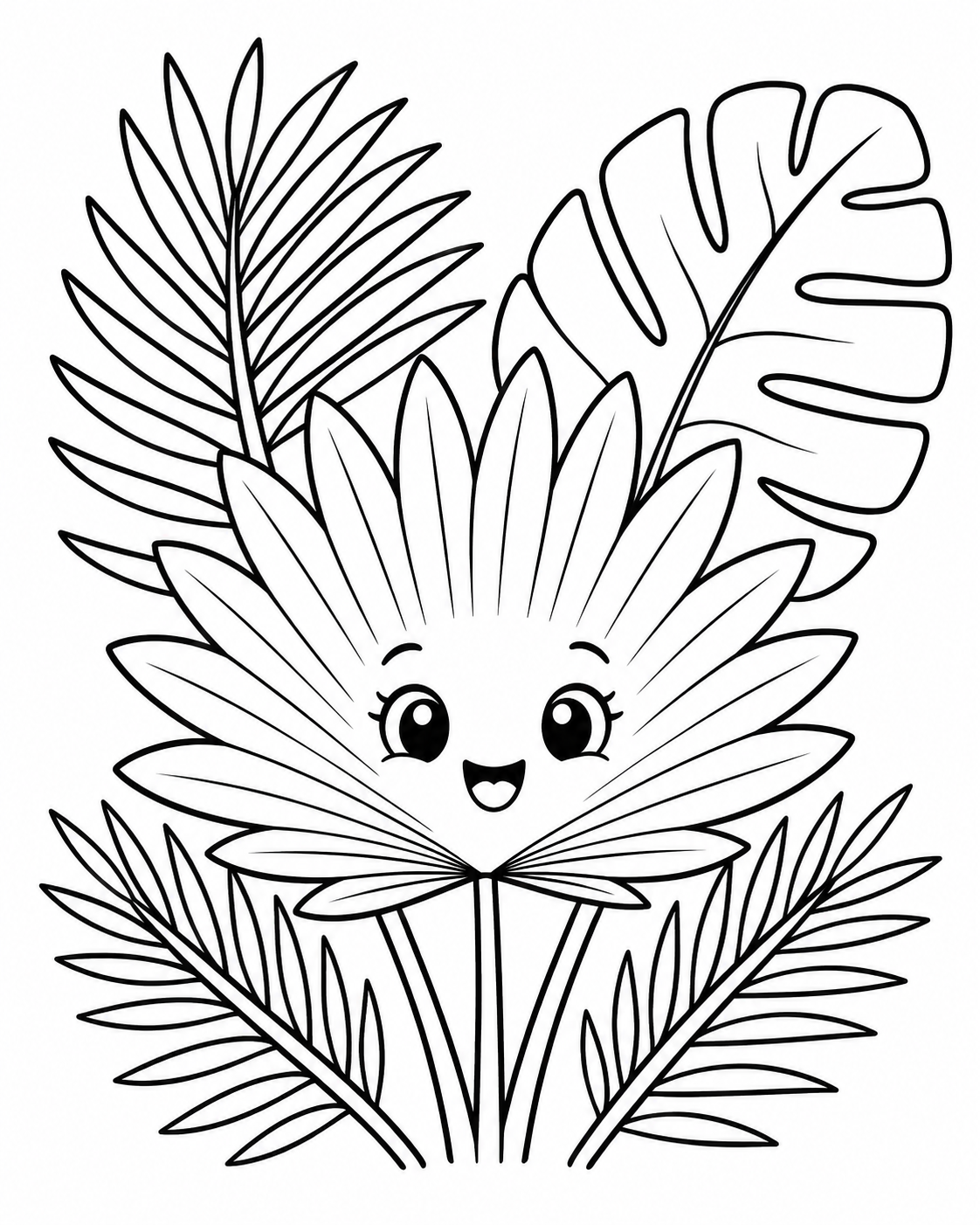 Cute Palm Leaves Coloring Page coloring page
