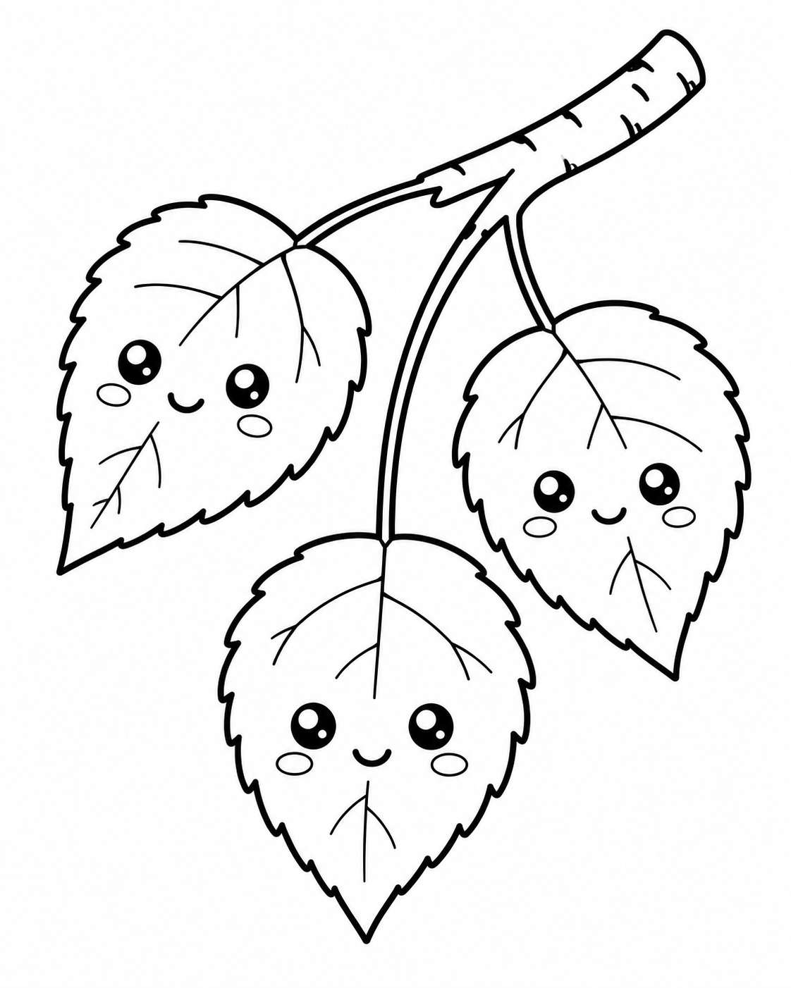 Cute Birch Leaves Coloring Page coloring page