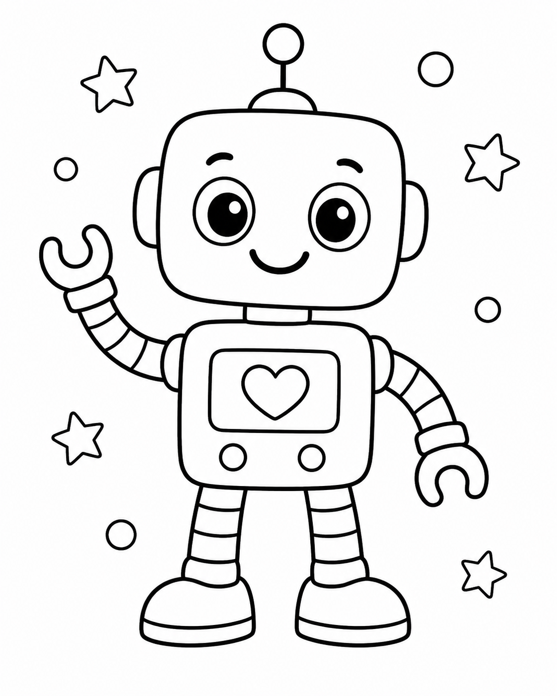 Cute Robot Coloring Page coloring page