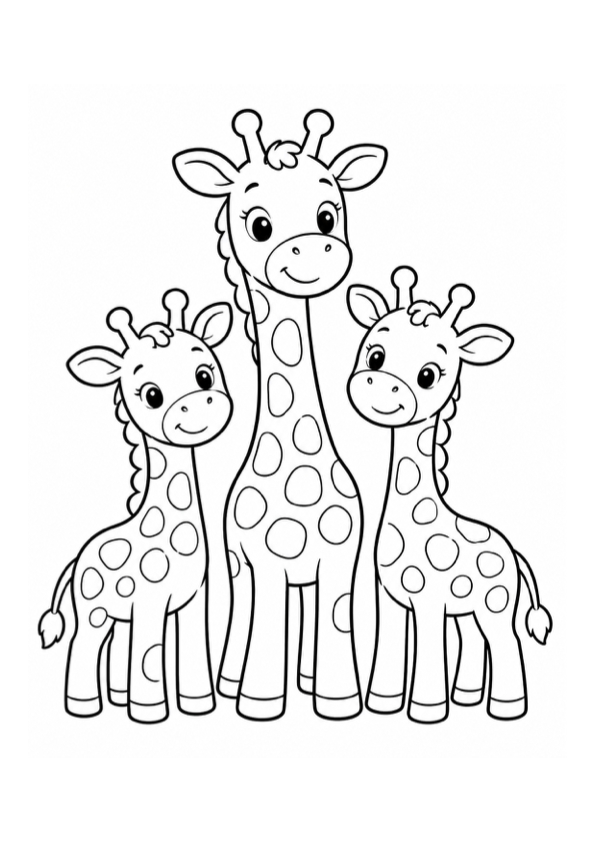 Cute Giraffes Coloring Page preview