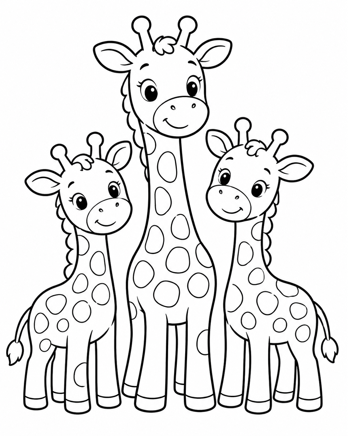 Cute Giraffes Coloring Page coloring page