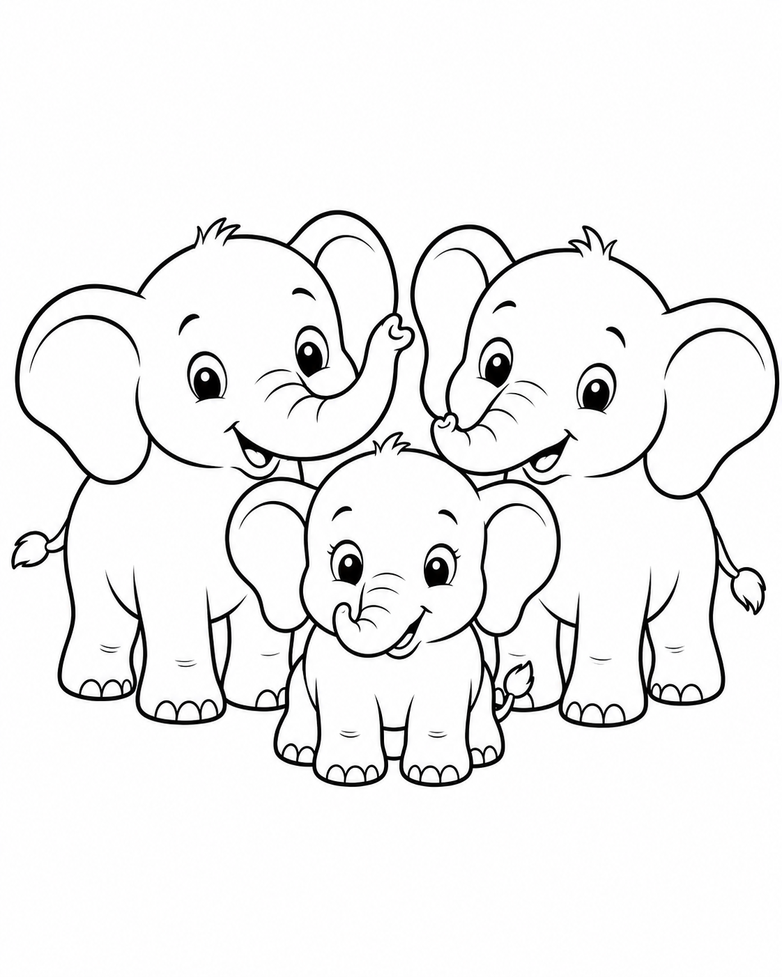 Cute Baby Elephants Coloring Page coloring page