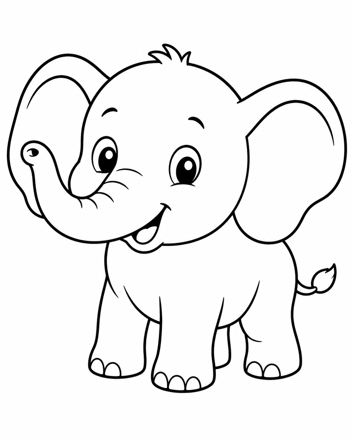 Cute Baby Elephant Coloring Page coloring page