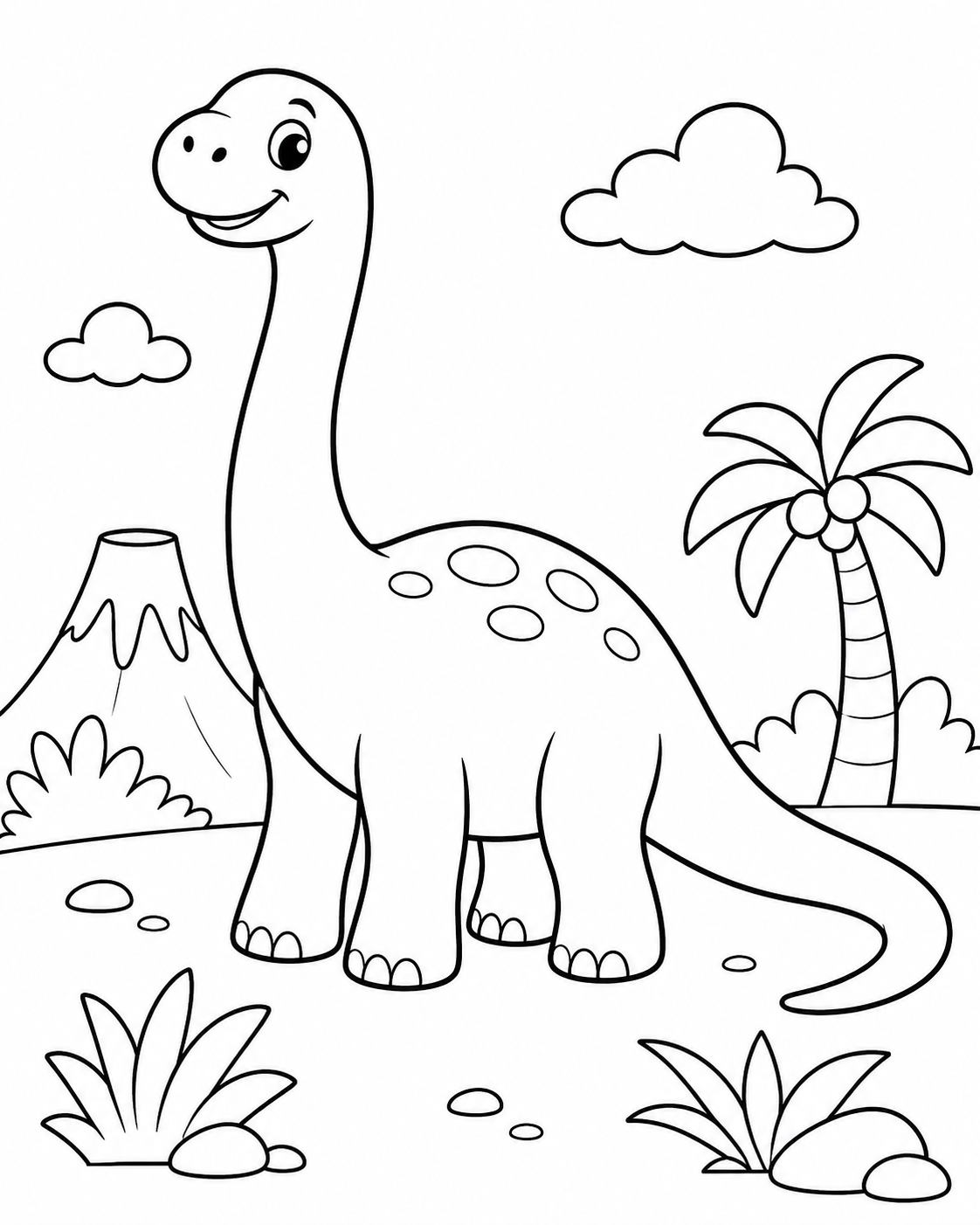 Cute Sauropod Dinosaur Coloring Page coloring page